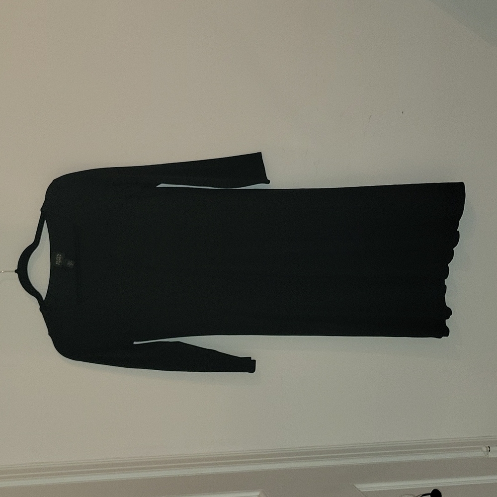 Black cotton dress with rouched detail